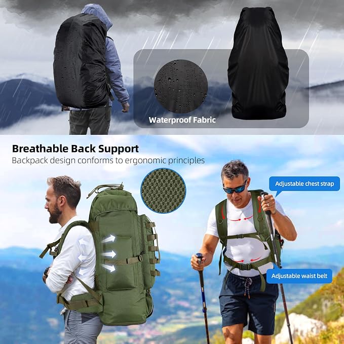 70L/100L Camping Hiking Backpack - Image 5