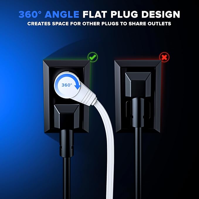 Maximm Cable 4 Ft 360° Rotating Flat Plug Extension Cord, 16/3 AWG Multi 3 - Image 6