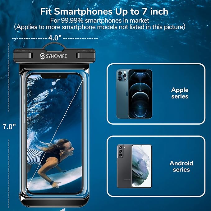 SYNCWIRE [2-Pack Waterproof Case IPX8 Universal Waterproof Phone Pouch Dry Bag - Image 6