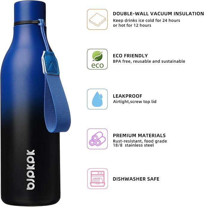 BJPKPK Insulated Water Bottles, 25 oz Stainless Steel Metal Water Bottle - Image 2