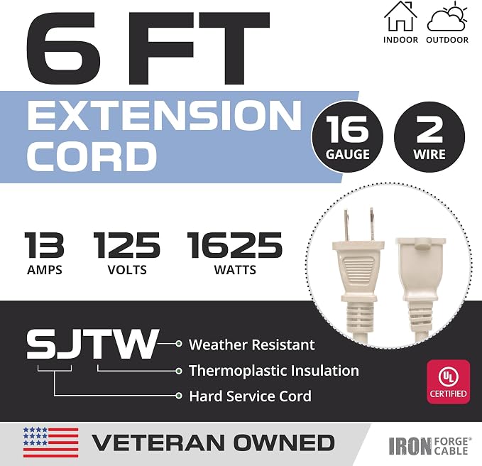 Iron Forge Cable 2 Prong Extension Cord 6 ft - Image 2