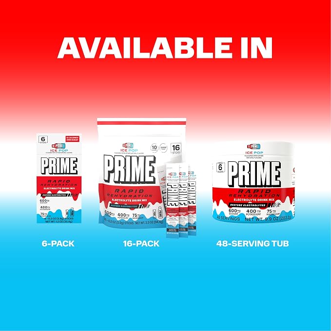 Prime Rapid Rehydration Electrolyte Powder Sticks, Ice Pop, Sugar Free - Image 8