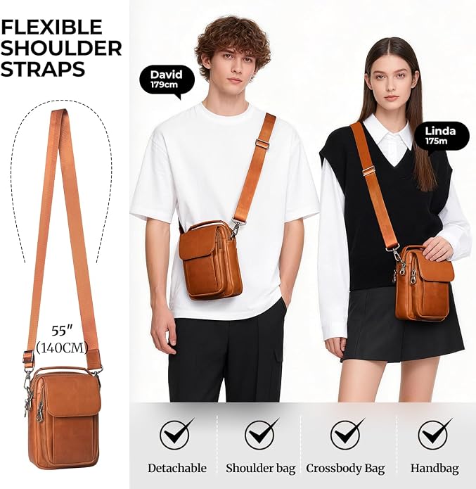Augus Leather Small Messenger Bag - Image 4