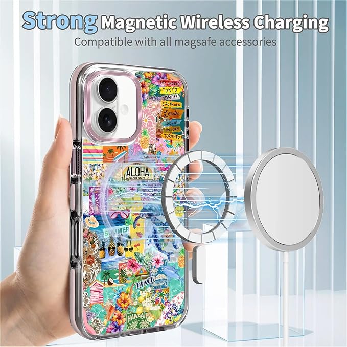 Case for iPhone 16 Plus, Hawaii Aloha Cover Coastal Beach Collage Phone Case - Image 4