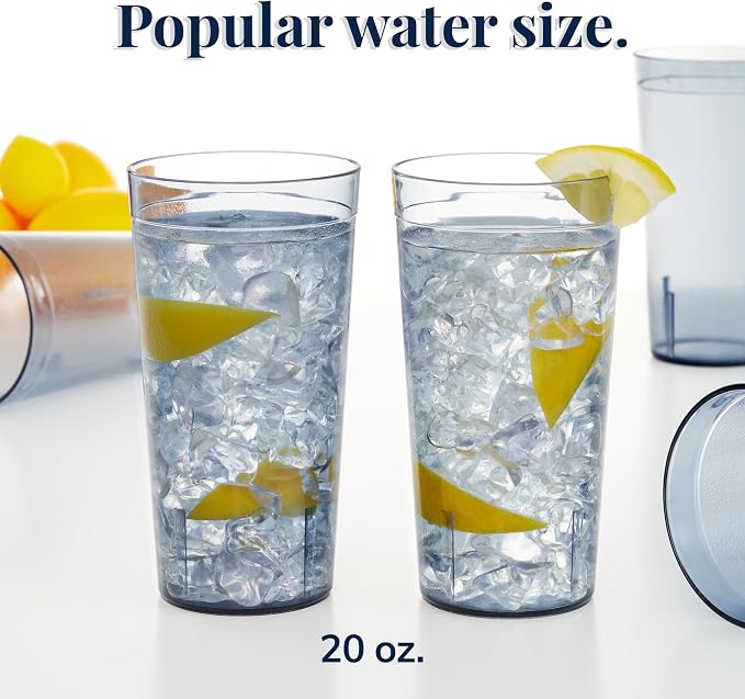 US Acrylic Cafe Plastic Reusable Tumblers 20-ounce Water Cups in Grey | Value - Image 3