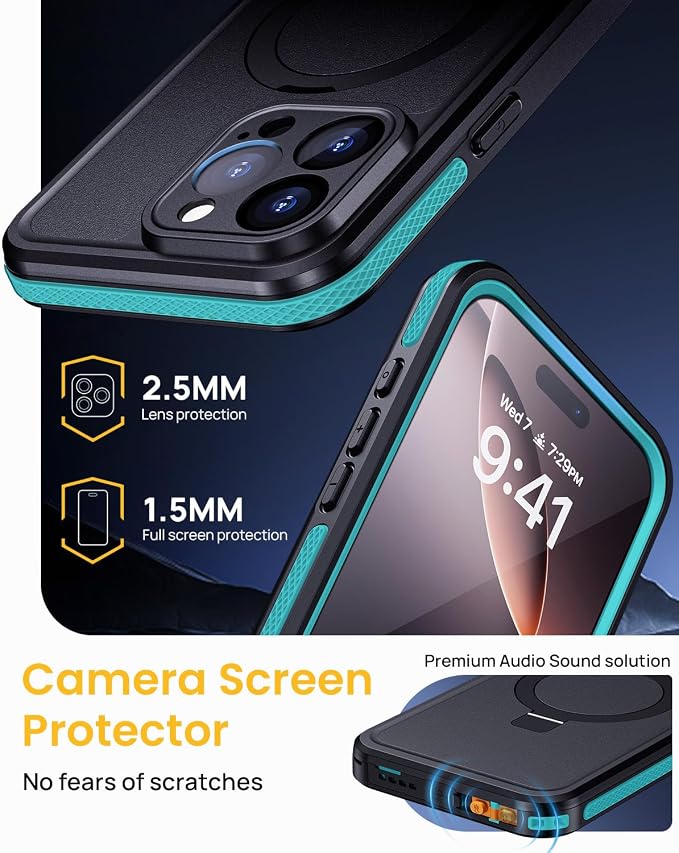 Lanhiem Magnetic for iPhone 16 Pro Max Waterproof Case, Dustproof Case Built-in - Image 4