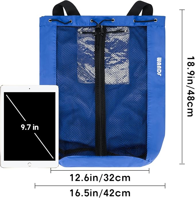 WANDF Swim Bag Mesh Drawstring Backpack Beach Backpack - Image 8