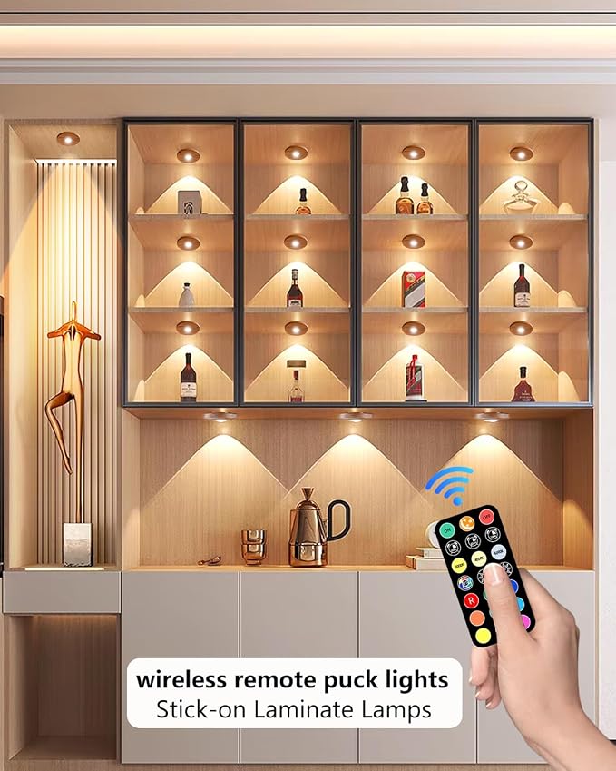 Puck lights with remote, 2000mAh rechargeable cabinet light, Under Cabinet - Image 2