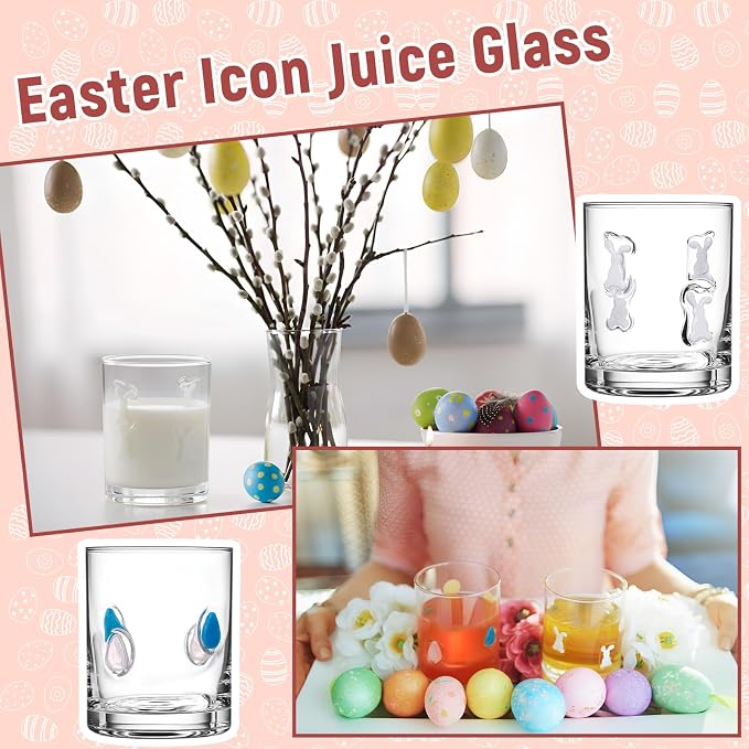 Skylety 2 Pcs Easter Icon Juice Glasses Bunny Drinking Cups Gifts Easter Rabbit - Image 4