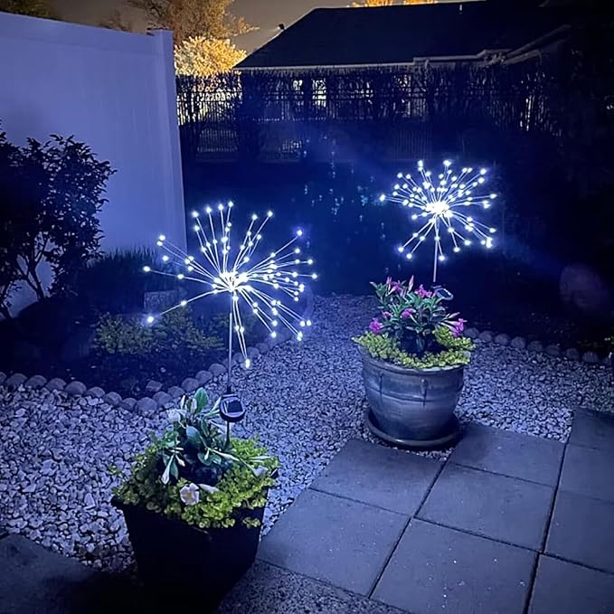 JJGoo Solar Firework Lights, 2 Pack 135 LEDs 2 Lighting Modes Solar Lights - Image 6
