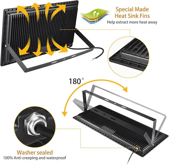 600W 2pack LED Stadium Flood Lights, 67500LM Super Bright LED Arena Outdoor - Image 5