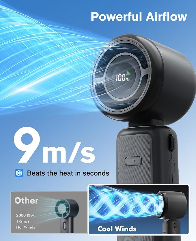 WHATOOK Portable Personal Handheld Fan: High Speed Cooling Fan, 12 Hours - Image 4