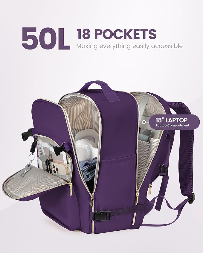 LOVEVOOK Travel Backpack for Women & Men 50L, Airline Approved Carry On - Image 3