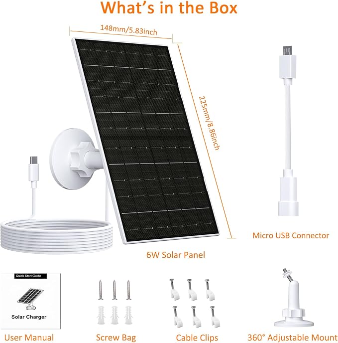 Zivif 7W Solar Panel for Security Camera, 5V USB C Solar Panel Charger - Image 7