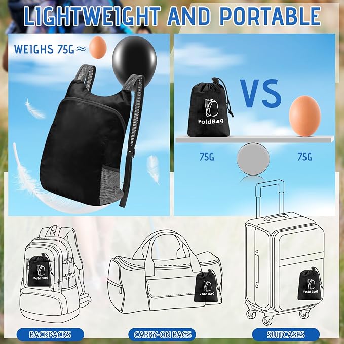 6 Pack Lightweight Packable Backpack 20L Hiking Daypacks Water Resistant - Image 4