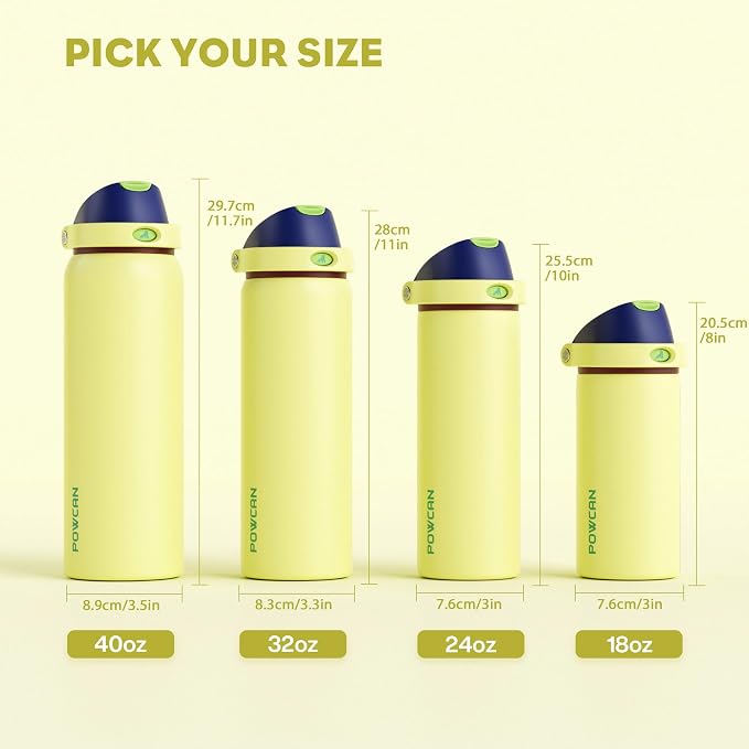 POWCAN 18 oz Insulated Stainless Steel Water Bottle: 2-in-1 Push-Button Spout & - Image 8