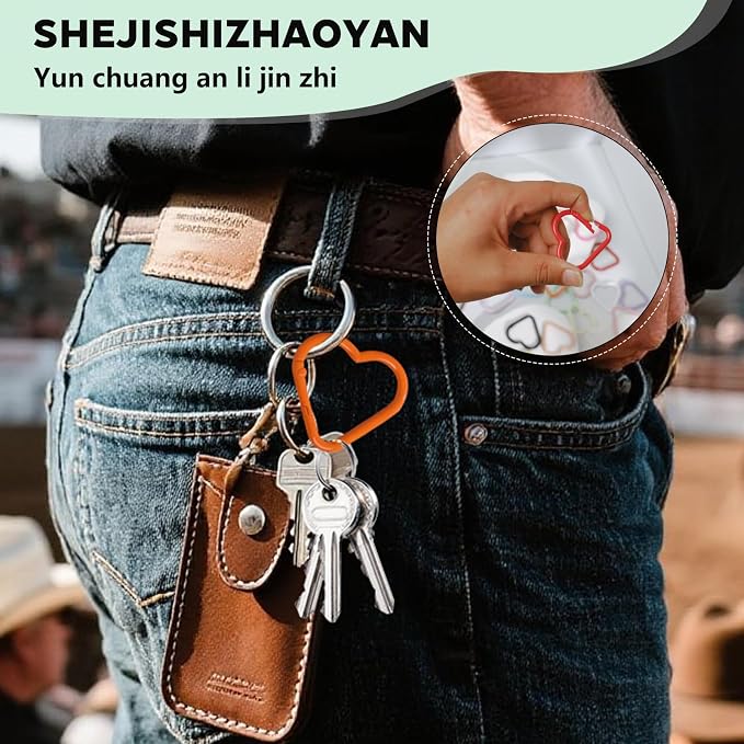 21-Pack Colorful Heart Carabiner Clips, Cute Keychain Purse Clip, Heart Ring - Image 7