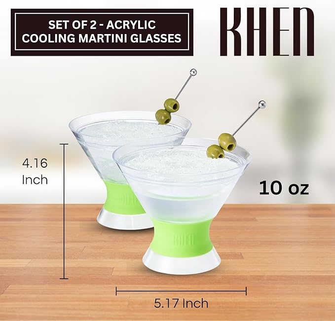 Cooling Martini Glasses Set of 2 – 10oz Freezer Gel Cocktail Cups – Double Wall - Image 2