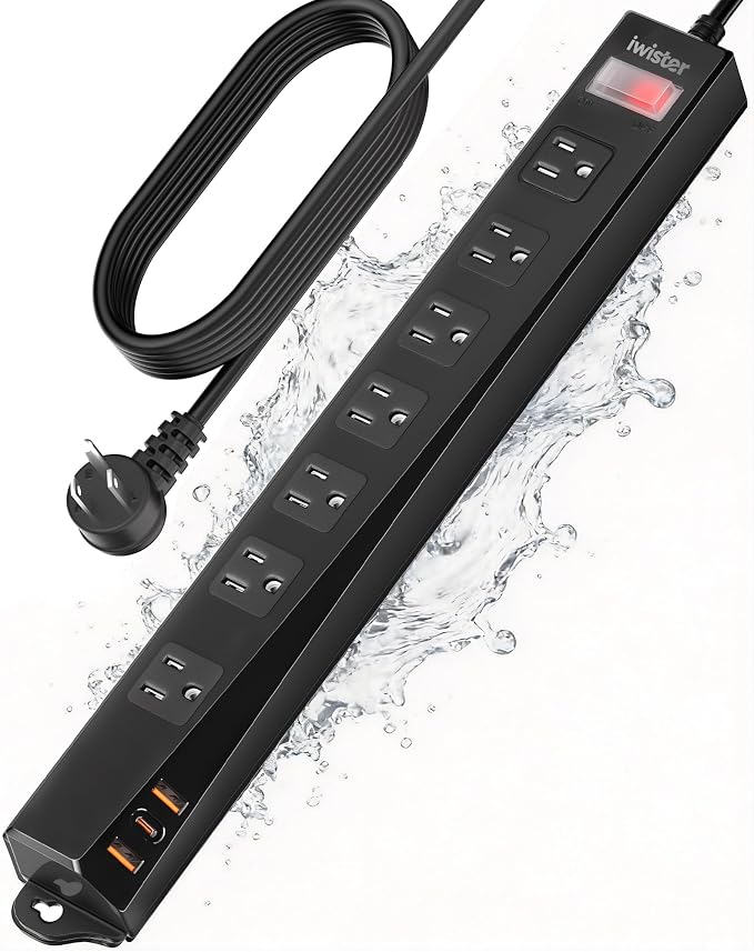 Outdoor Power Strip Weatherproof IPX6, 1625W/13A 10 Ft Extension Cord by Iwister