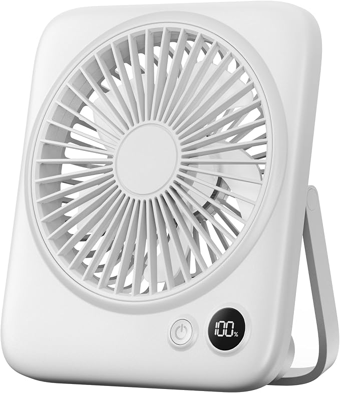 Otlonpe Portable Desk Fan 6.5 Inch, 4000mAh Rechargeable Battery Operated & USB by OTLONPE