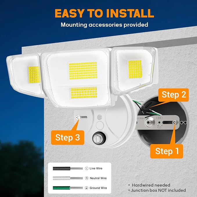Abovizo 90W Dusk to Dawn Outdoor Light, 000LM 6500K LED Flood Lights Outdoor - Image 9