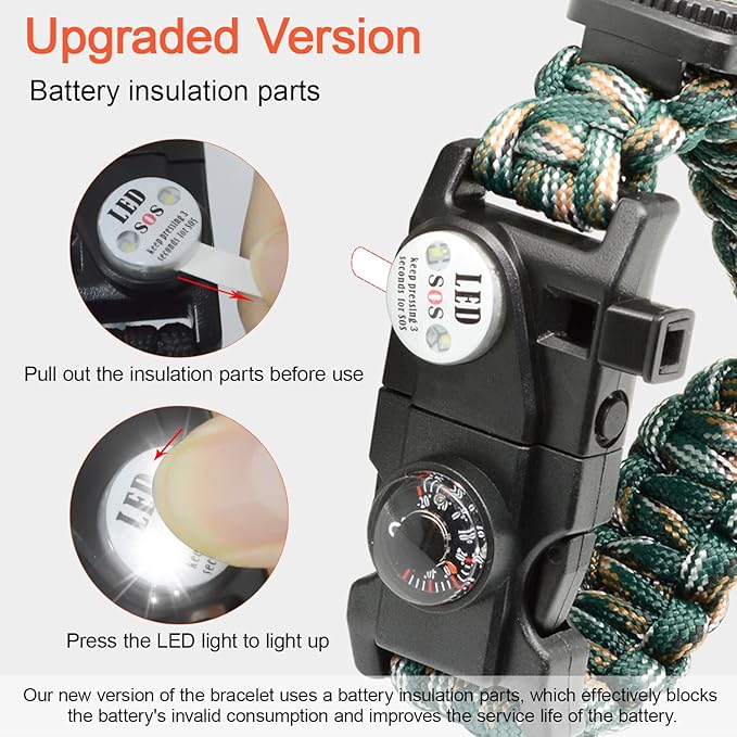 20 in 1 Survival Paracord Bracelet Adjustable Gear Kit - Image 6