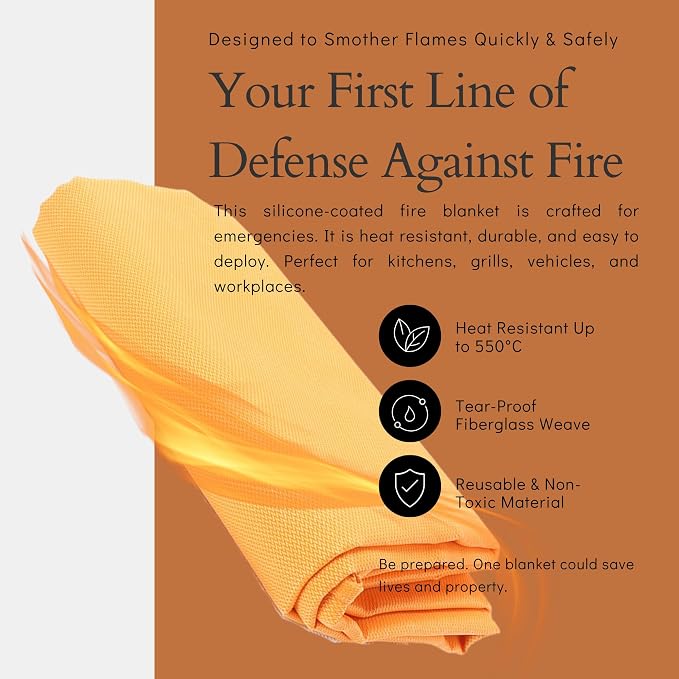 Fire Blanket -Certified 1500F Extra Thick, Glow In The Dark Fireproof Emergency - Image 3