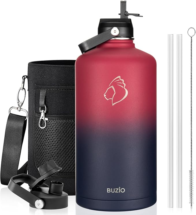 128oz Insulated Water Bottle, BUZIO Gallon Water Jug by BUZIO