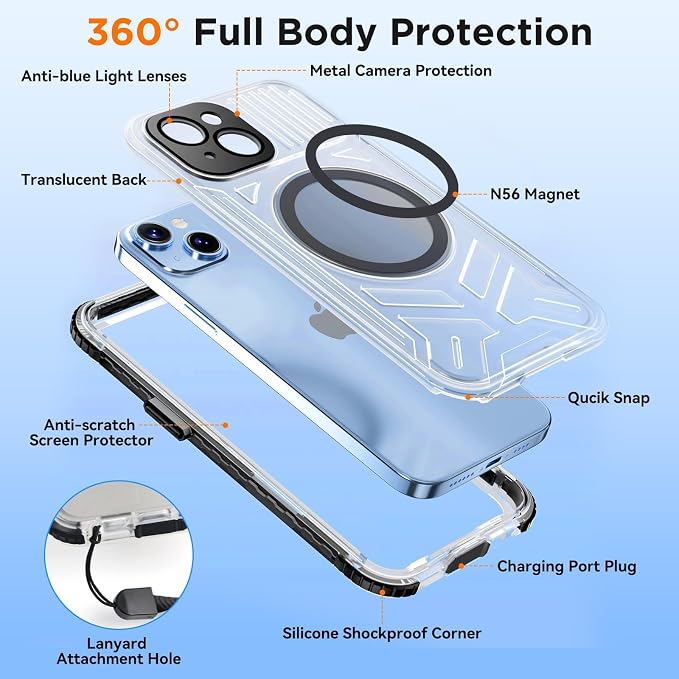 WIFORT for iPhone 15 Waterproof Case, 360 Full Body Sealed Protection Cover - Image 5