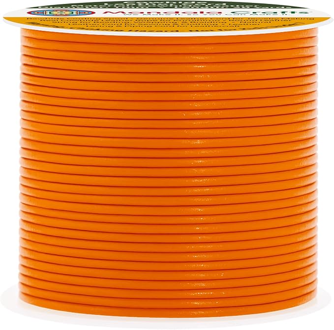 Mandala Crafts Round Genuine Orange Leather Cord - Image 2