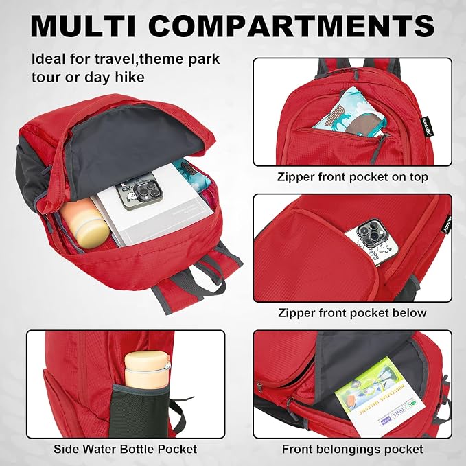 HOLYLUCK 20L Lightweight Packable Hiking Daypack Foldable Backpack - Image 3