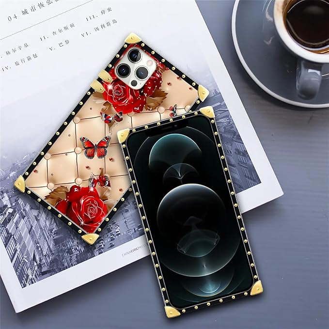 Compatible with iPhone 11 Pro Max Case, Shining Red Rose Butterfly Leather - Image 6