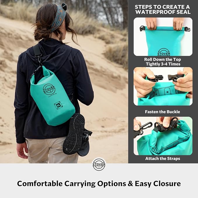 STOVER 5/10/25/30/40/55L Waterproof Dry Bag- Roll-Top Backpack w/Phone Case- - Image 4
