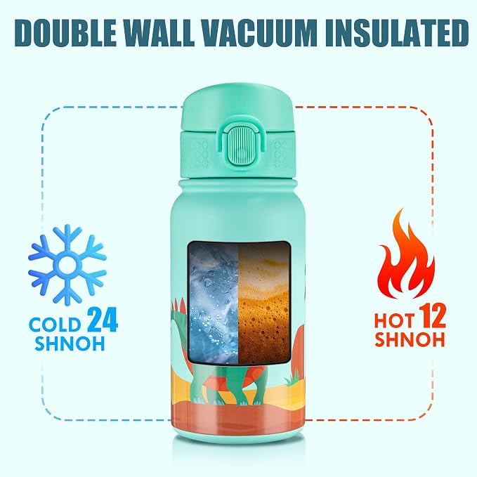 OLDLEY 12oz Kids Water Bottle, Stainless Steel Insulated Water Bottle - Image 6
