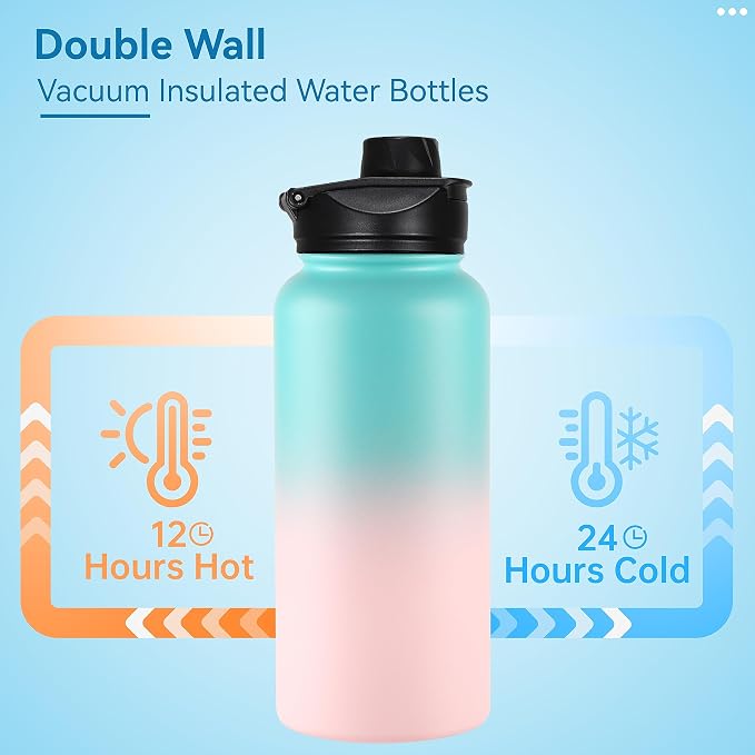 VEGOND 32 oz Insulated Water Bottle Stainless Steel Metal Water Bottles - Image 3