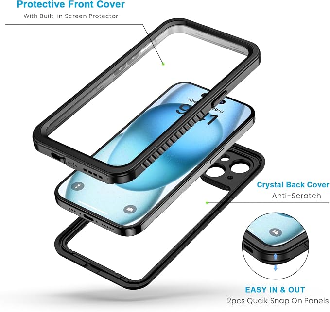 Lanhiem for iPhone 15 Case, IP68 Waterproof Dustproof Shockproof for iPhone 15 - Image 3