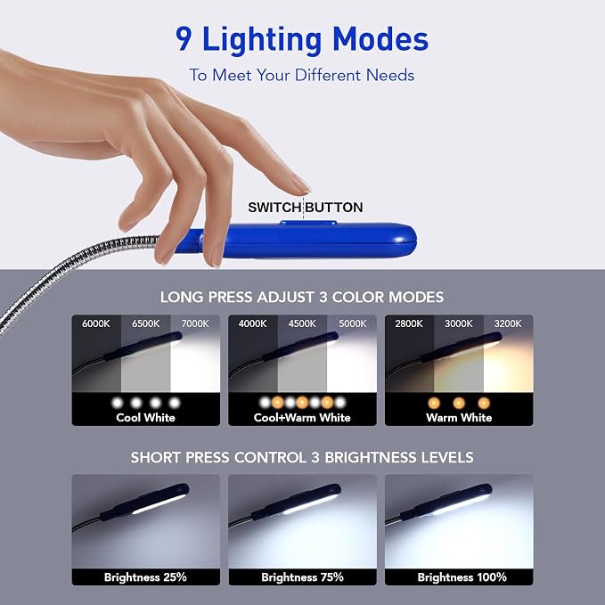 VAVOFO Rechargeable Book Light for Reading in Bed Kids, 7 LED Reading Light - Image 3
