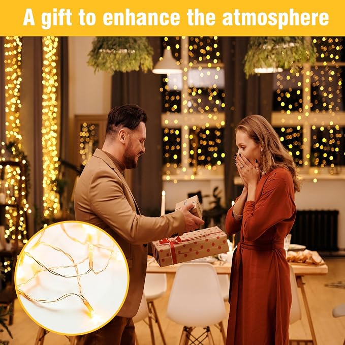 100FT Warm White String Lights – 300 LED Extra Long Waterproof Fairy Lights on - Image 5