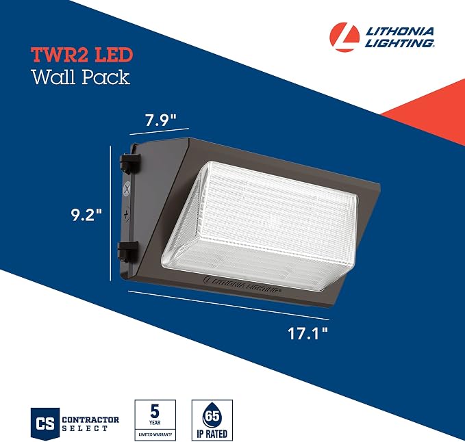 Lithonia Lighting 17" LED Wall Pack Outdoor Light Fixture, 3-Way Selectable CCT - Image 4