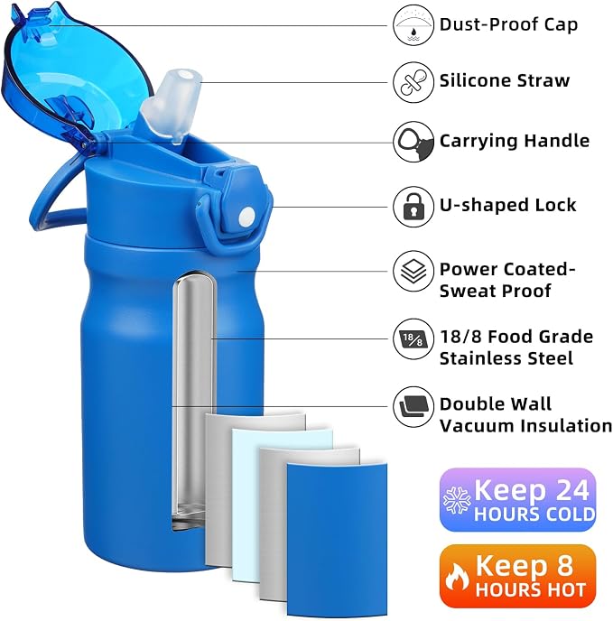 BJPKPK Insulated Water Bottle 14oz Stainless Steel Water Bottles - Image 2