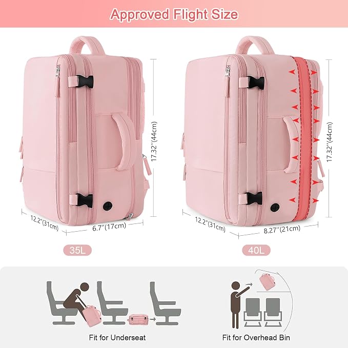Sinaliy Large Travel Backpack for Women, 40L Carry On Backpack, 17 Inch Laptop - Image 4