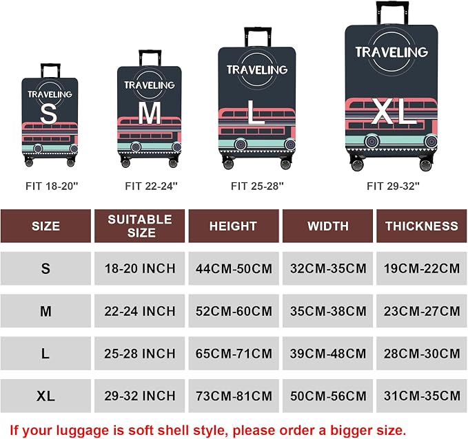 WUJIAONIAO Travel Luggage Cover Baggage Suitcase Cover Protector Skins 18-32 - Image 5