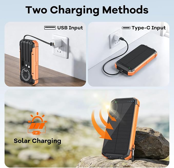 ERRBBIC Solar Charger Power Bank 20000mAh, Portable Wireless Charger, 15W Fast - Image 8