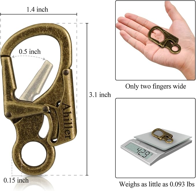 Ahiller Carabiner Clip, Double Anti-Misopening Locking Design, Key Ring Clip - Image 3