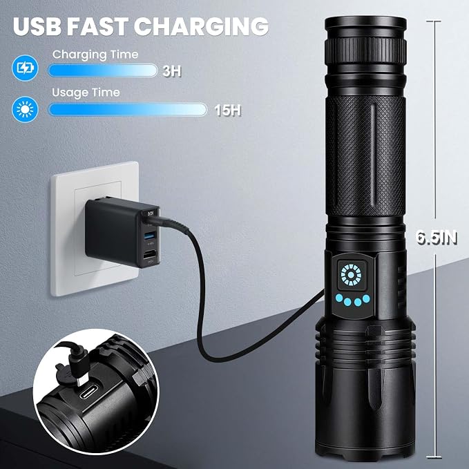 3 Pack Rechargeable Flashlights High Lumens, 000 Lumens Super Bright LED - Image 3