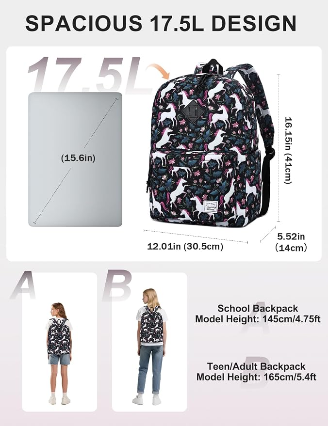 VASCHY Backpack for School, Lightweight Water Resistant Bookbag Casual Daypack - Image 2