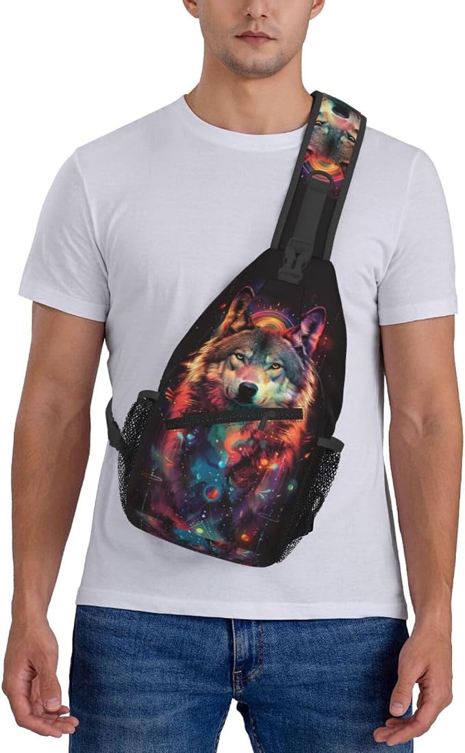 Wolf Sling Bag For Women Men Fashion Wolf Print Backpack Crossbody Shoulder Bag - Image 7