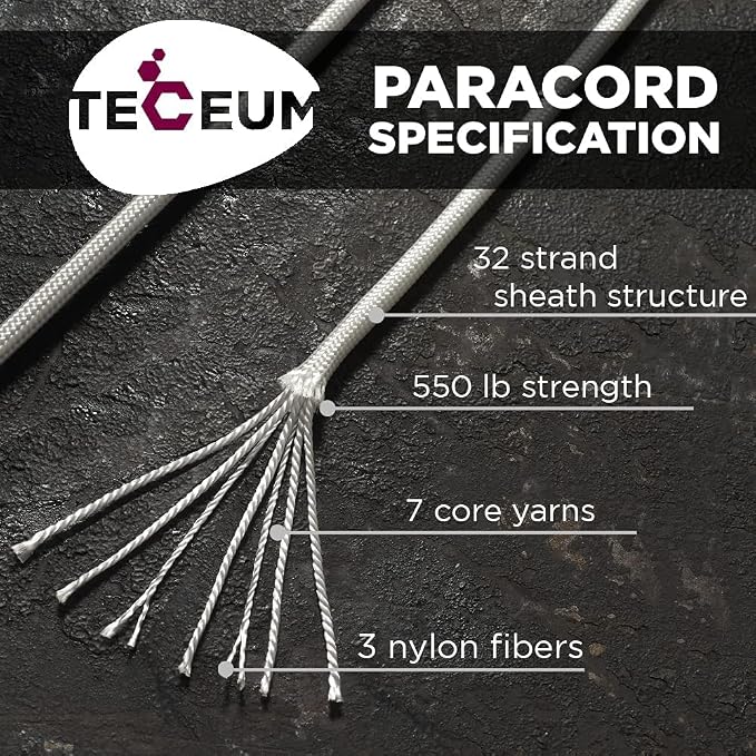 TECEUM 5/32" Paracord Rope 1000 – 1000ft / 200ft / 100ft / 50ft – Tactical - Image 2
