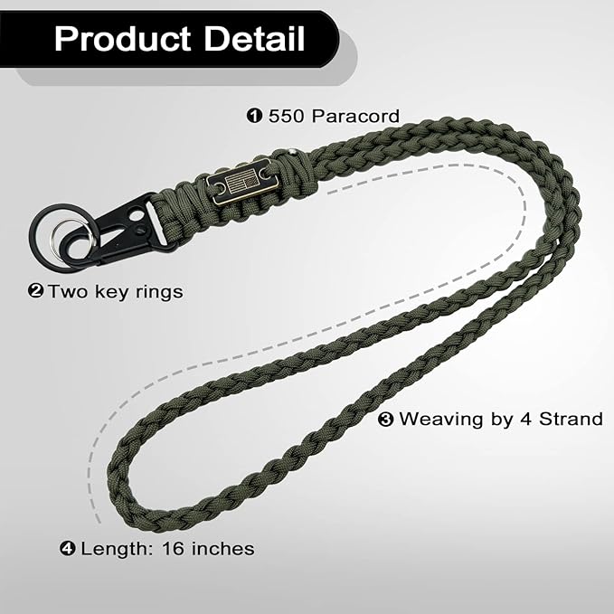 DDOUT Heavy Duty Paracord Lanyard 550 Paracord Braided Keychain - Image 4