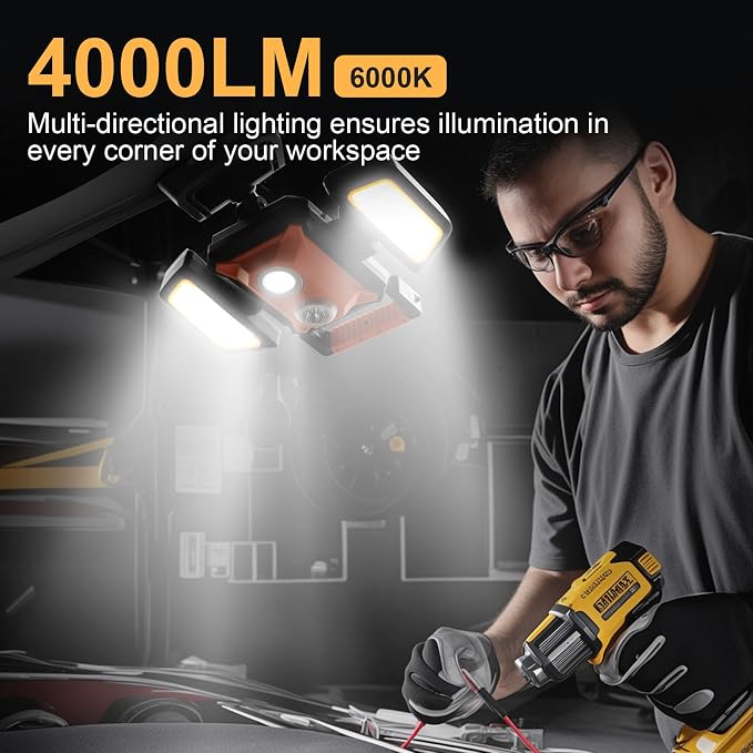 Tresda 4000LM LED Work Light Rechargeable - Image 2
